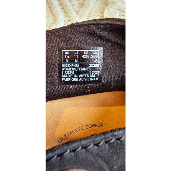 CLARKS Giselle Slingback Black Suede Wedge Sandals Women's 11M Adjustable Summer - Picture 6 of 6